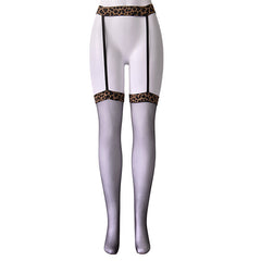 Leopard Print Suspender Thigh-High Stockings – Sheer · High-Stretch Black
