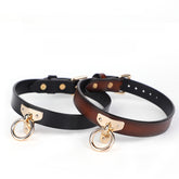 Obsidian & Amber Leather Collar Set