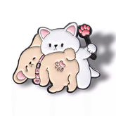 Playful Purr & Pup Brooch Enamel Pin