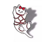 Tied Kitty – Scarlet Bow Enamel Pin