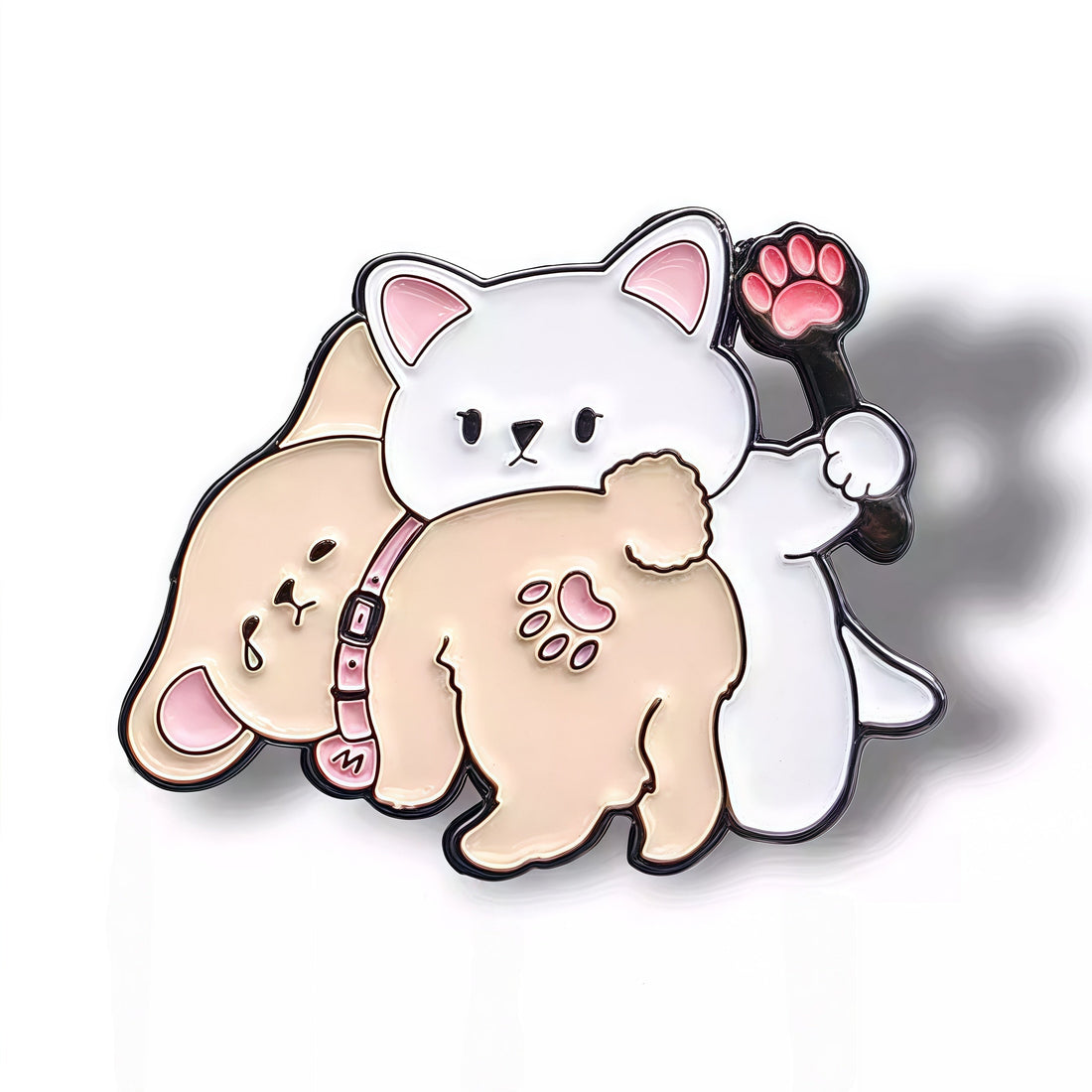 Playful Purr & Pup brooch – cute kink pin accessory by Serpex