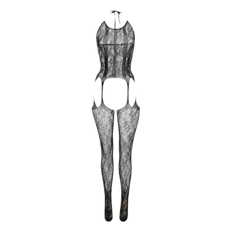 Lace Cut-Out Bodystocking with Open Back